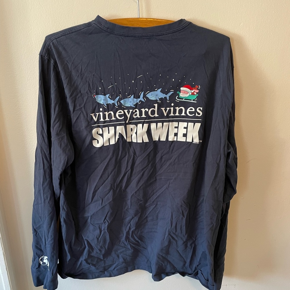 Special Edition Shark Week Christmas Long Sleeve Vineyard Vines Shirt XL